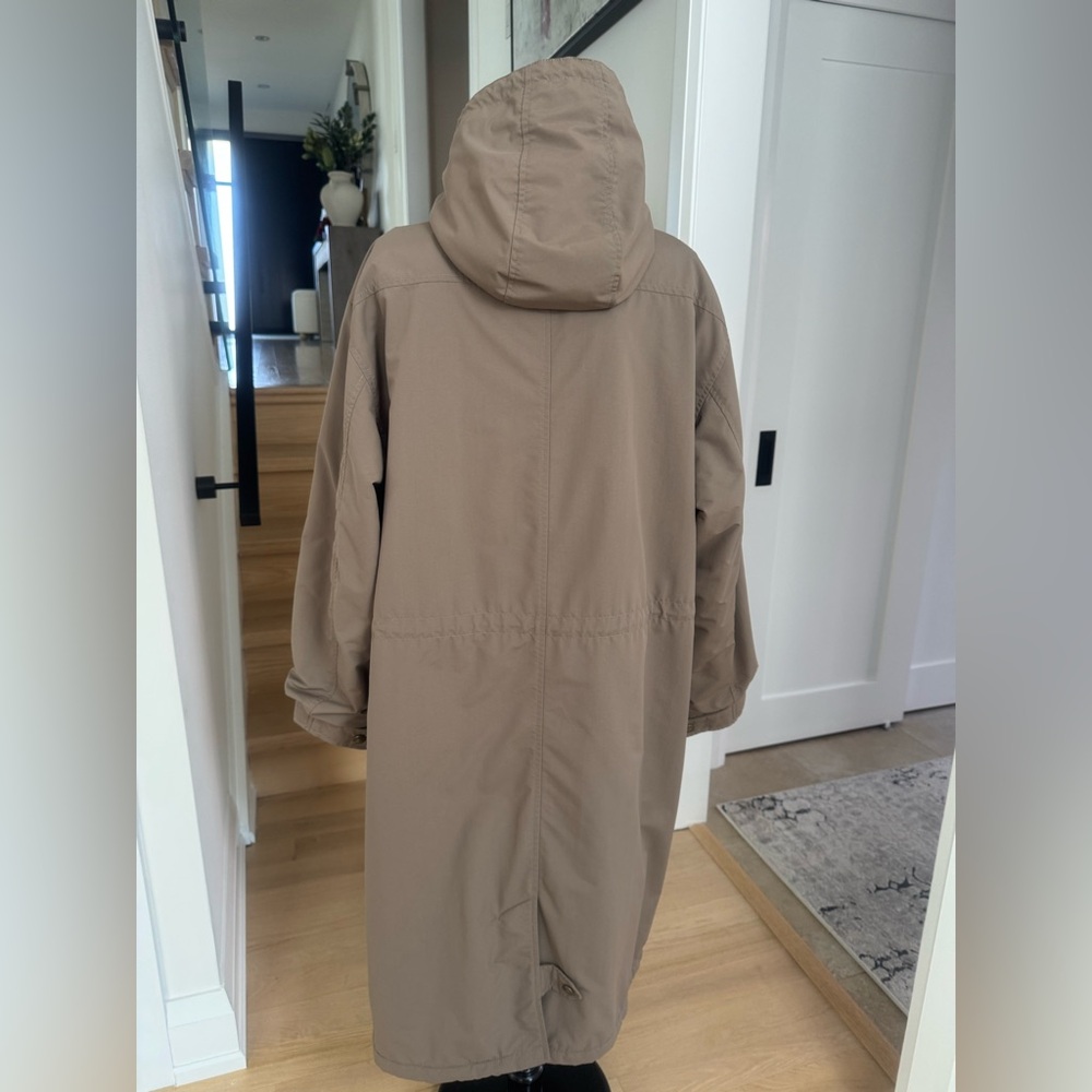 Woolrich Taupe Colour Women’s Long Hooded Parka Coat 2-Layer Lined XL - Picture 3 of 12
